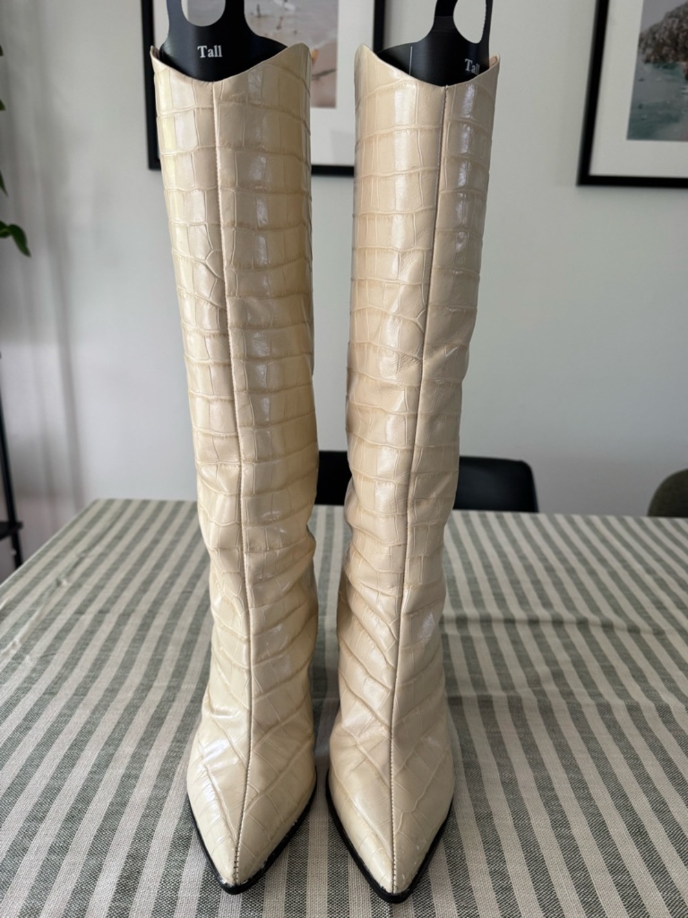 Schutz Analeah Boots - Eggshell White Croc
